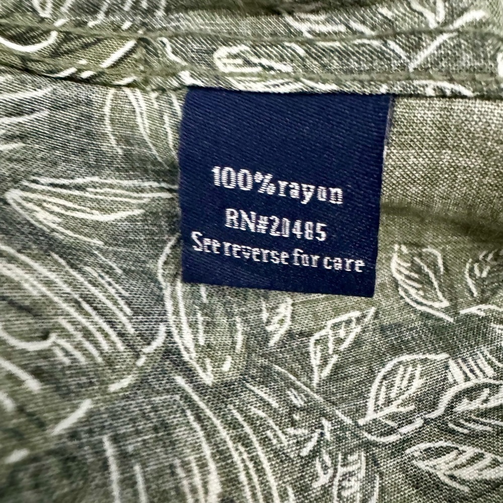 Croft & Barrow Men's Hawaiian Shirt Green Palm Tree Print Button-Down Size XL - Picture 4 of 5